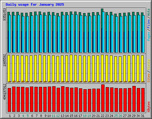 Daily usage for January 2025