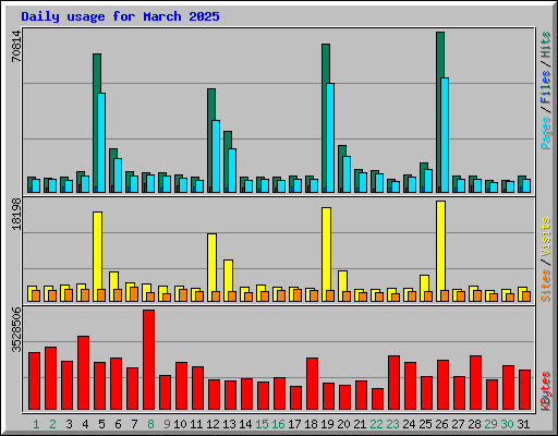 Daily usage for March 2025