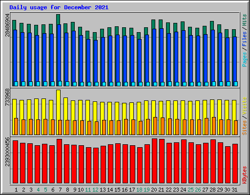 Daily usage for December 2021