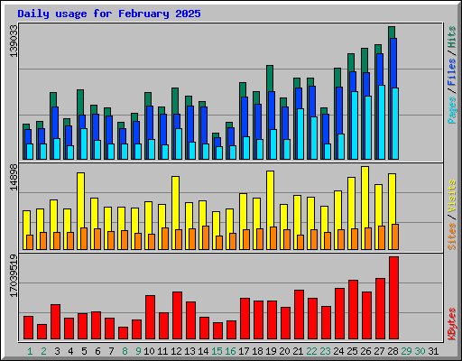Daily usage for February 2025