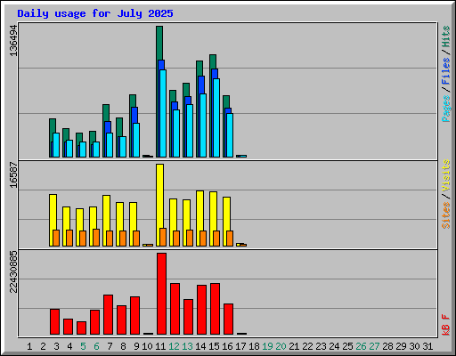 Daily usage for July 2025