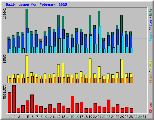 Daily usage for February 2025