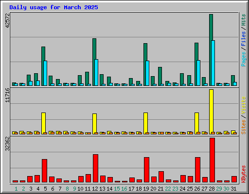 Daily usage for March 2025